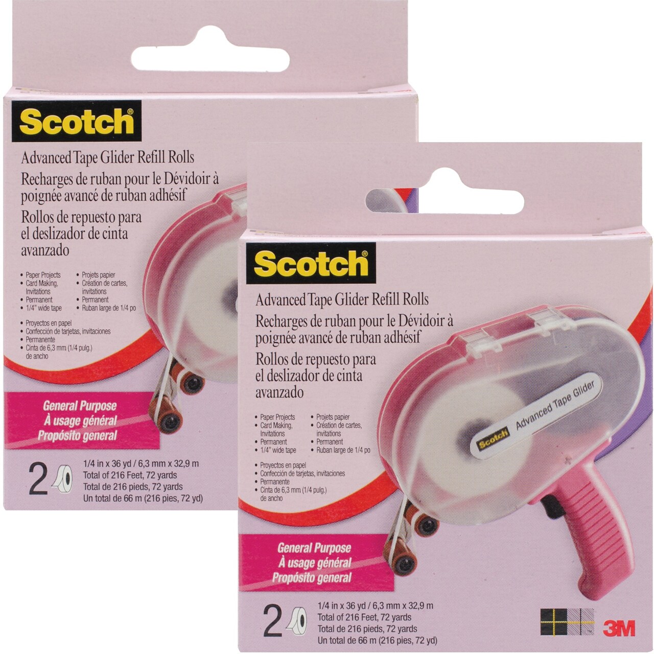 Multipack of 2 - Scotch Advanced Tape Glider General Purpose Refills 2/Pkg-.25"X36yd Each, For Use In 085